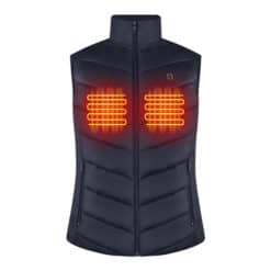 verwarmder bodywarmer voor dames in donkerblauw met verwarmingselementen